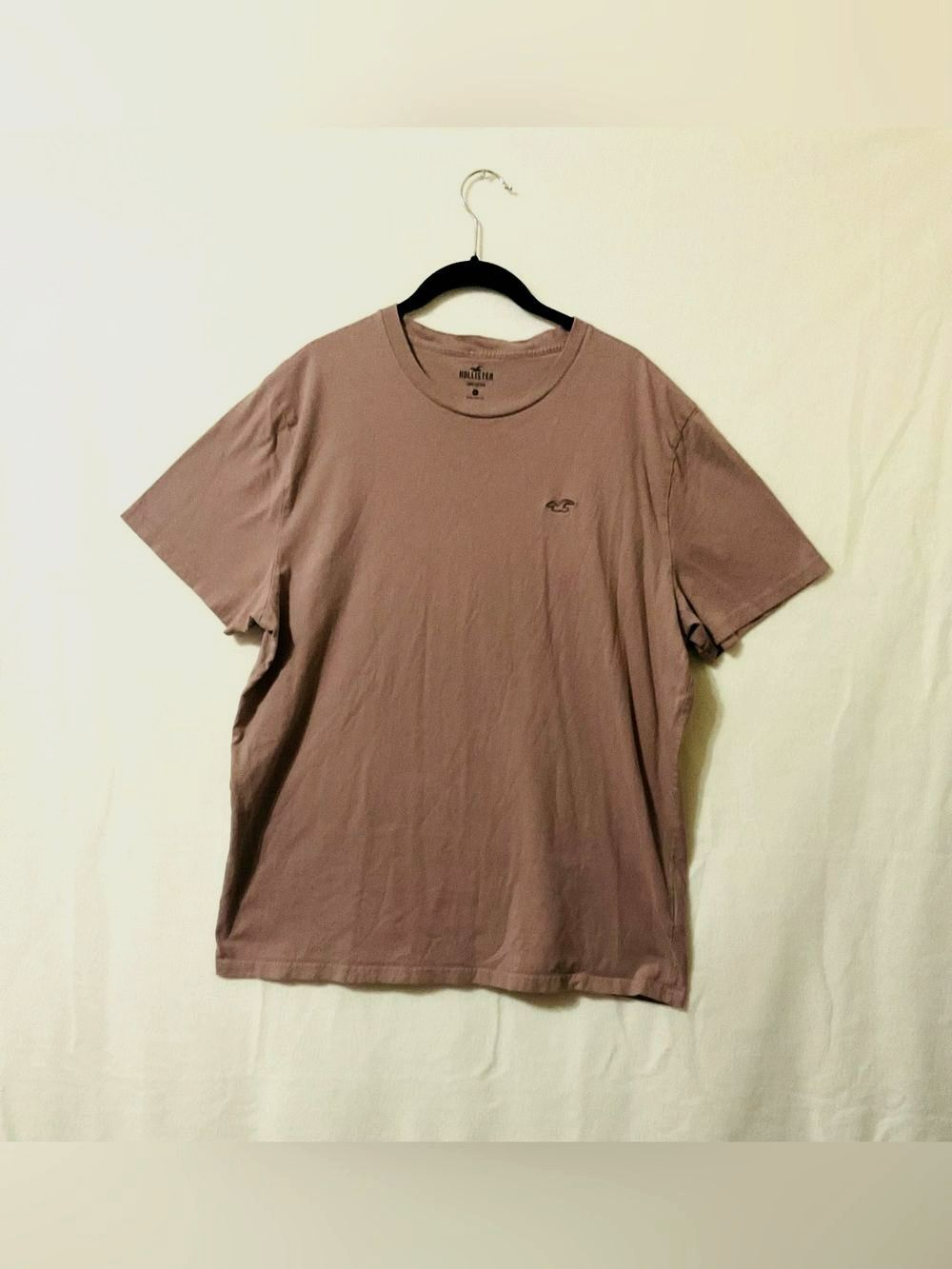 Hollister California Mauve Pink Embroidered Seagull Logo Tee Shirt XL Cotton